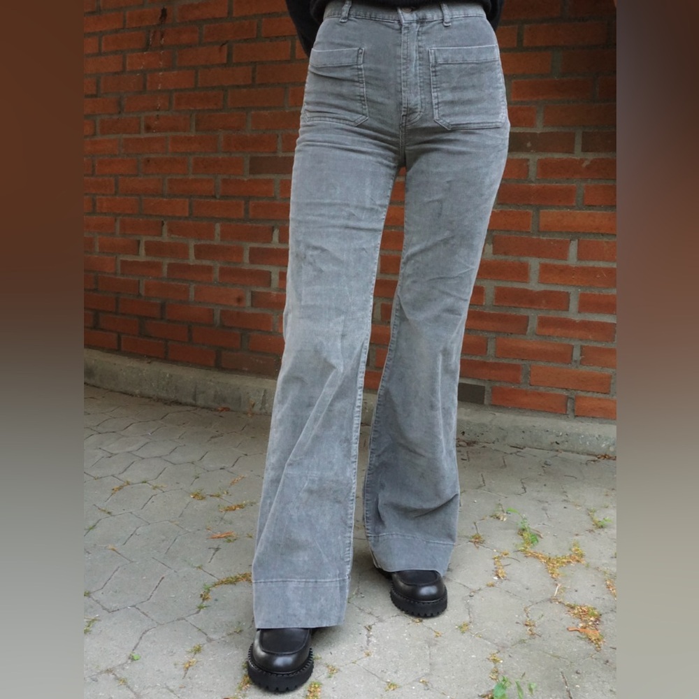 Jeanerica St. Monica Gray Corduroy Wide Leg Pants Flare Sz 25 Sailor Minimalist